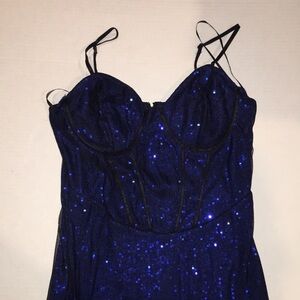 Forever 21 Blue Glitter Mini Dress | Spaghetti Straps | Juniors Size M | NWT